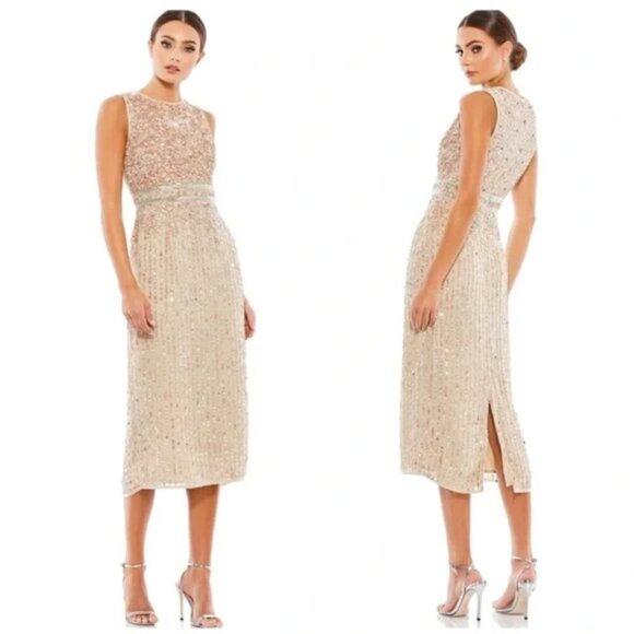 Mac Duggal Dresses & Skirts - New Mac Duggal Sleeveless Round Neck Beaded Cocktail Sheath Pencil Dress Size 10
